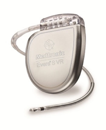 Image: The Evera MRI SureScan implantable cardioverter-defibrillator (ICD), shown with leads (Photo courtesy of Medtronic).