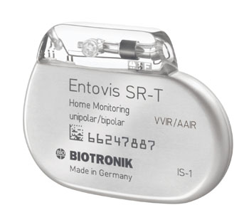 Image: The Entovis single-chamber pacemaker with ProMRI technology (Photo courtesy of Biotronik).