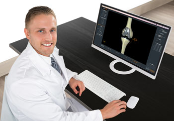 Image: A clinician using the KneeEOS total knee arthroplasty surgical planning software (Photo courtesy of EOS Imaging).
