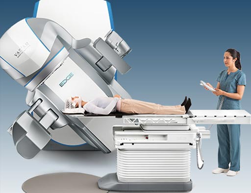 Image: The Edge radiosurgery system being used for non-invasive treatment of a patient (Photo courtesy of Varian Medical Systems).