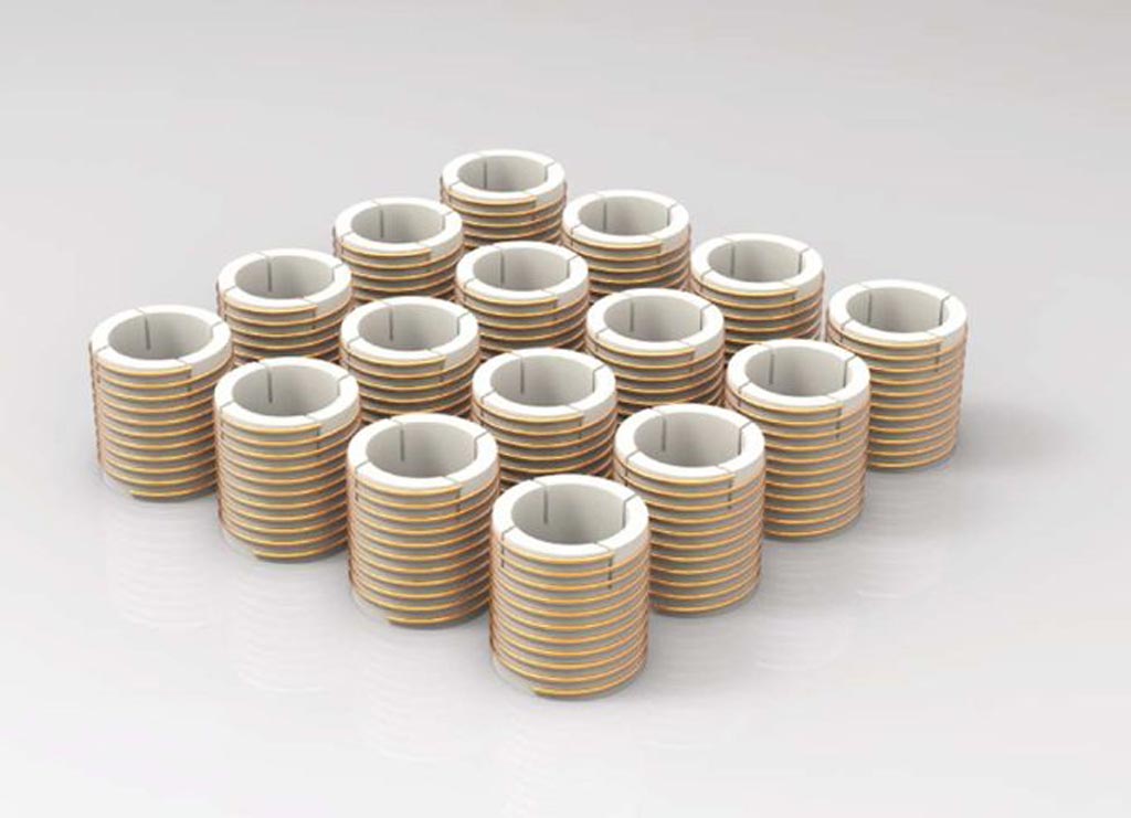 A metamaterial array composed of helical resonators (Photo courtesy of Boston University).