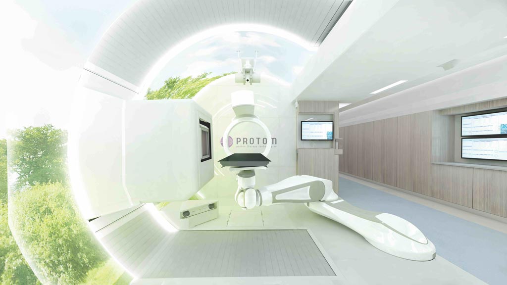 Image: The Radiance330 proton therapy system treatment room (Photo courtesy of ProTom International).