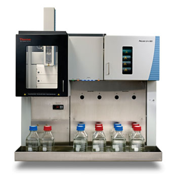 图片:PreludeLX-4MD由Thermo Fisher Scientific在美国临床化学协会2015年会暨临床实验室医疗设备博览会,Booth 3135上展示,这是一种新的四通道高效液相色谱仪,将临床通量能力增加为四倍,能在一部仪器上同时平行进行4个独立的LC-MS分离,(照片由Thermo Fisher Scientific提供)。 图片:PreludeLX-4MD由Thermo Fisher Scientific在美国临床化学协会2015年会暨临床实验室医疗设备博览会,Booth 3135上展示,这是一种新的四通道高效液相色谱仪,将临床通量能力增加为四倍,能在一部仪器上同时平行进行4个独立的LC-MS分离,(照片由Thermo Fisher Scientific提供)。