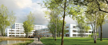 Imagen: Representación artística del nuevo hospital LimmiViva en Schlieren (Fotografía cortesía de Bouygues Construction).
