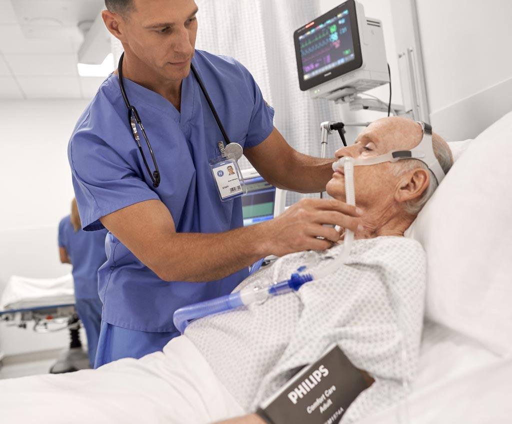 Imagen: El Philips V60 Plus mejora los resultados de los pacientes usando terapias menos invasivas de cuidado respiratorio (Fotografía cortesía de Philips Healthcare).