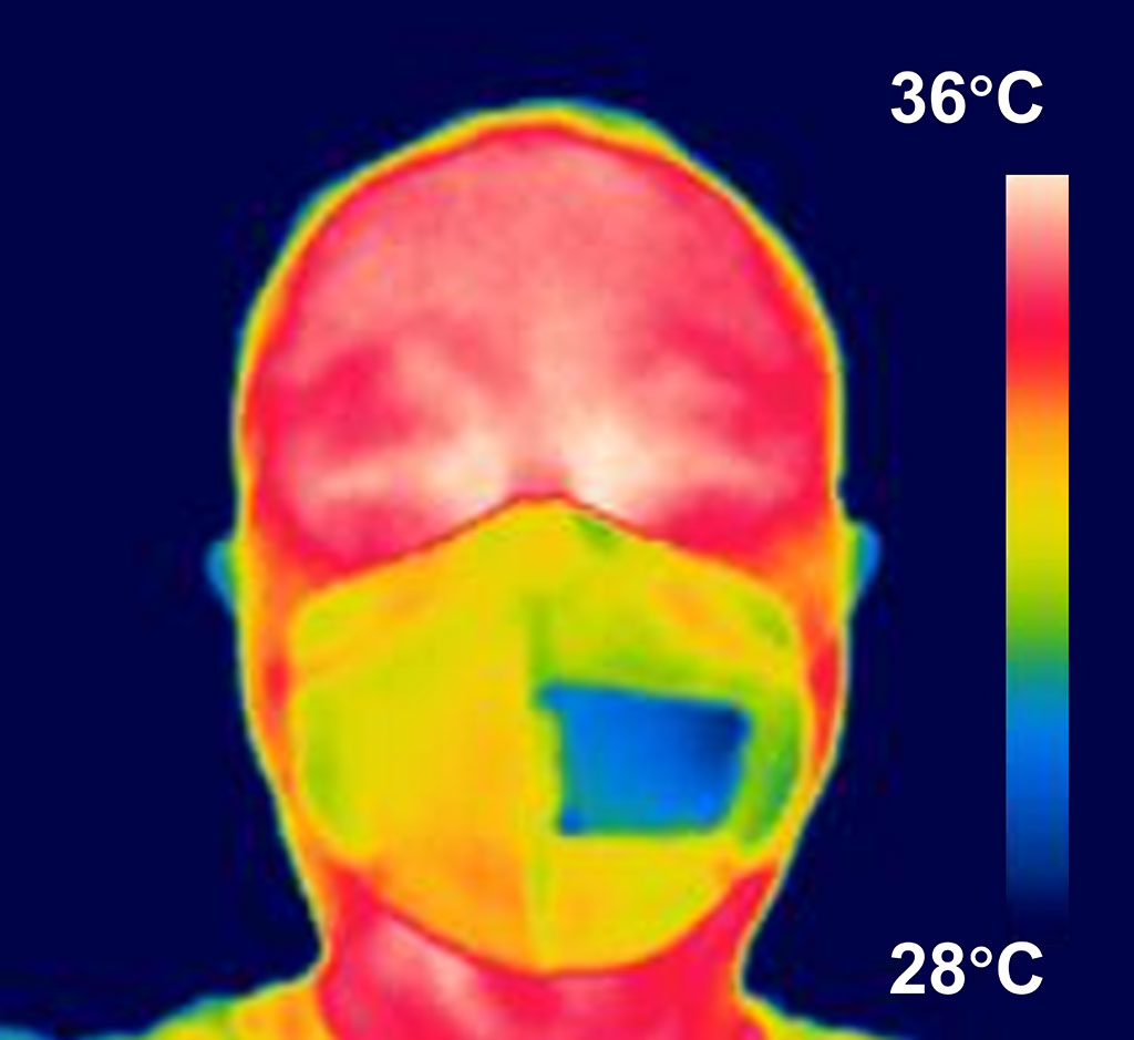 Imagen: Una imagen infrarroja de una persona que usa un concepto de máscara inteligente (Fotografía cortesía de la Universidad de Misuri)