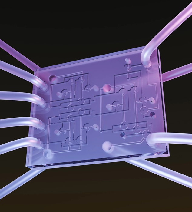 Imagen: Primer plano del dispositivo de detección de lógica neumática (foto cortesía de William Grover/UCR)