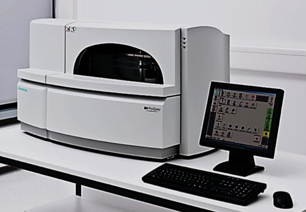 Imagen: El sistema BN Prospec para la metodología inmunoturbidimétrica realzada por partículas (Fotografía cortesía de Siemens Healthineers).