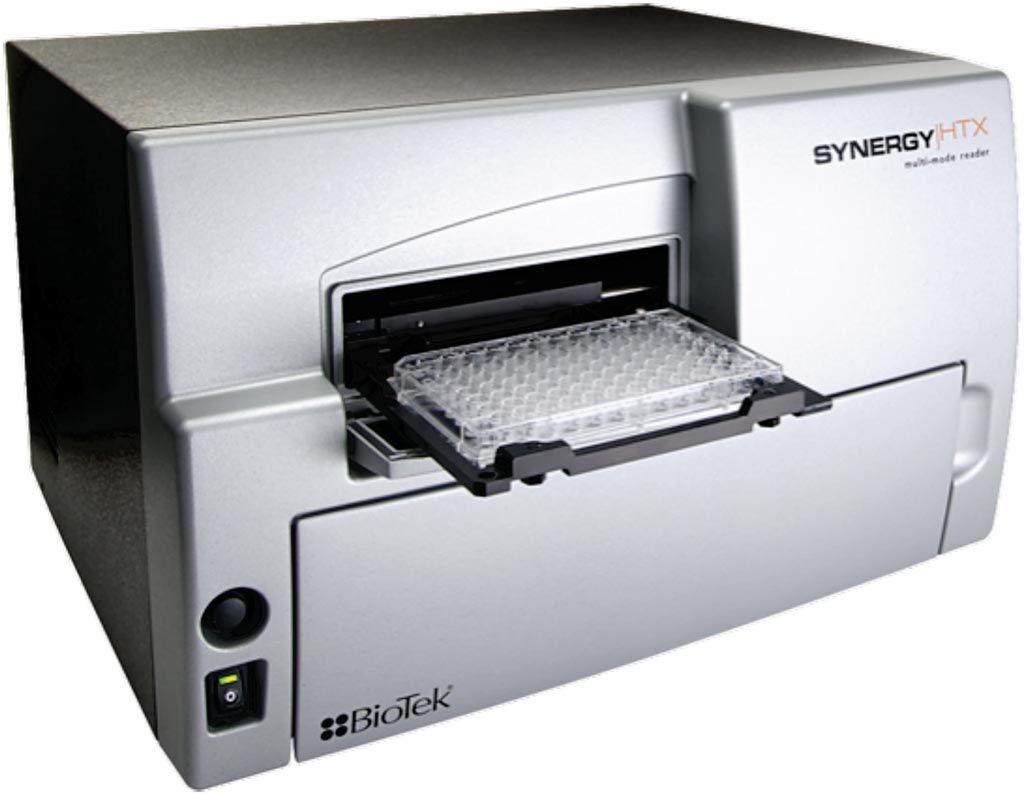 Imagen: El lector de microplacas multimodo Synergy HTX es un sistema compacto y económico para microplacas de 6 a 384 pozos y placas de microvolumen Take3 (Fotografía cortesía de BioTek).