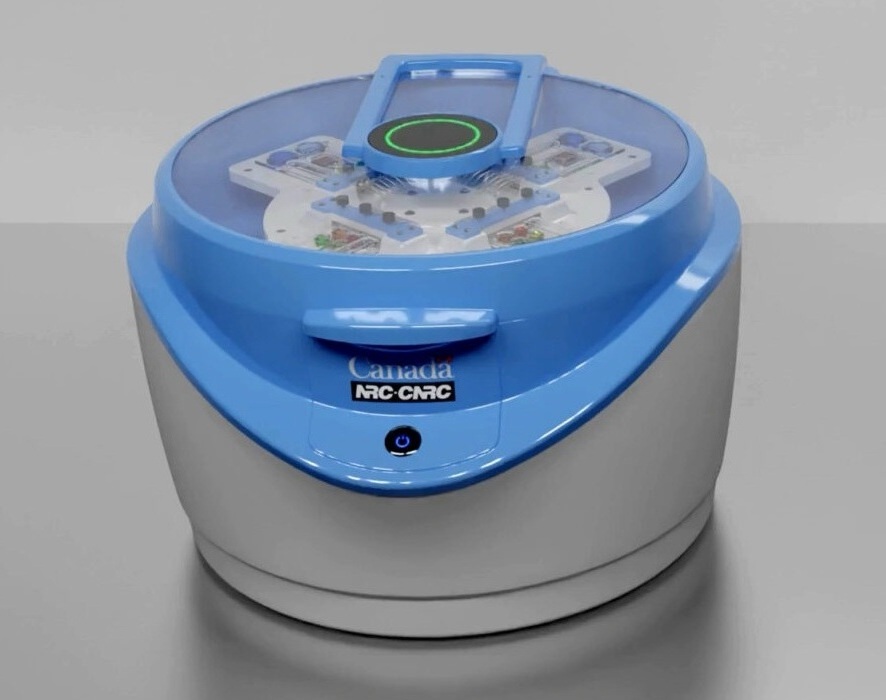 Imagen: Powerblade es un dispositivo portátil que utiliza una gota de sangre y una secuencia automatizada de pasos para detectar eficientemente sepsis (foto cortesía de NRC) Imagen: Powerblade es un dispositivo portátil que utiliza una gota de sangre y una secuencia automatizada de pasos para detectar eficientemente sepsis (foto cortesía de NRC)