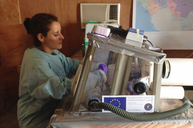 Imagen: La Dra. Isabel García Dorival realizando una investigación de campo en Guinea durante el brote de ébola de 2015 mientras era asociada postdoctoral en la Universidad de Liverpool. (Foto cortesía de la Universidad de Liverpool) Imagen: La Dra. Isabel García Dorival realizando una investigación de campo en Guinea durante el brote de ébola de 2015 mientras era asociada postdoctoral en la Universidad de Liverpool. (Foto cortesía de la Universidad de Liverpool)