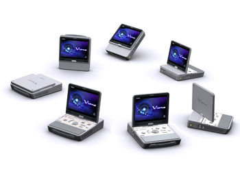 Imagen: El sistema portátil para ultrasonido Viamo (Fotografía cortesía de Toshiba Medical Systems).