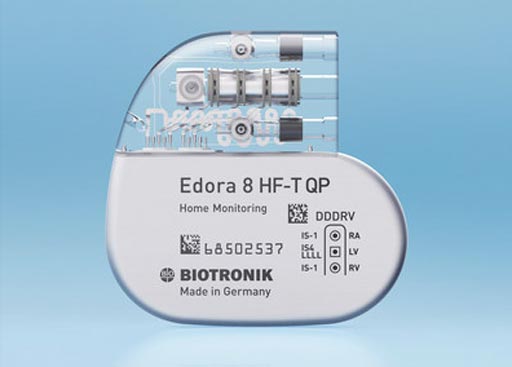 Imagen: El nuevo marcapasos para la terapia de resincronización cardíaca, QuadriPolar permitido en la resonancia magnética, Edora HF-T QP (Fotografía cortesía de BIOTRONIK).
