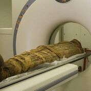 Imagen: Una momia egipcia a la que le practican una tomografía computarizada (Fotografía cortesía de KTH).