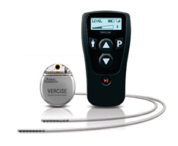 Image: The Vercise DBS IPG, leads, and remote control (Photo courtesy of Boston Scientific).