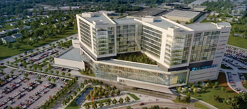 Image: Aerial view of the William P. Clements Jr. University Hospital (Photo courtesy of UT Southwestern).