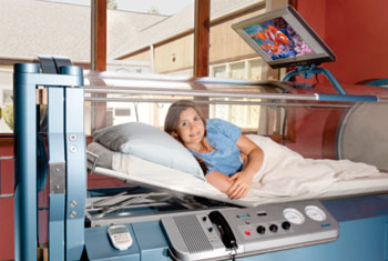 Image: A hyperbaric oxygen therapy chamber (Photo courtesy of Oxford Hyperbaric Medical Center).