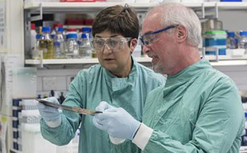 Image: Dr. Sarah Warnes and Professor Bill Keevil (Photo courtesy of the University of Southampton).