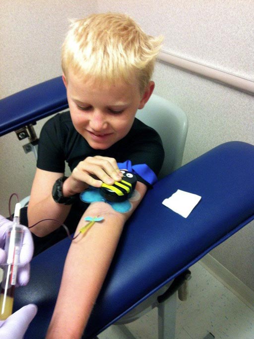 Image: The Buzzy device helps children overcome the pain of IV insertion (Photo courtesy of MMJ Labs).