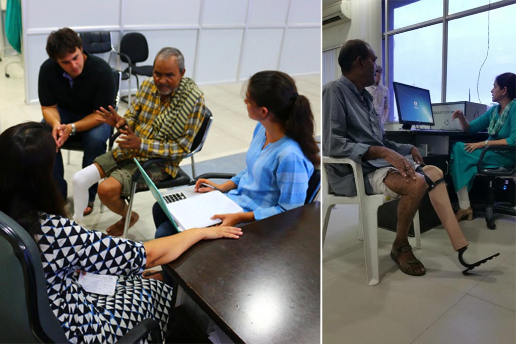 Image: Prototype prosthetic feet on Indian volunteers (Photo courtesy of MIT).