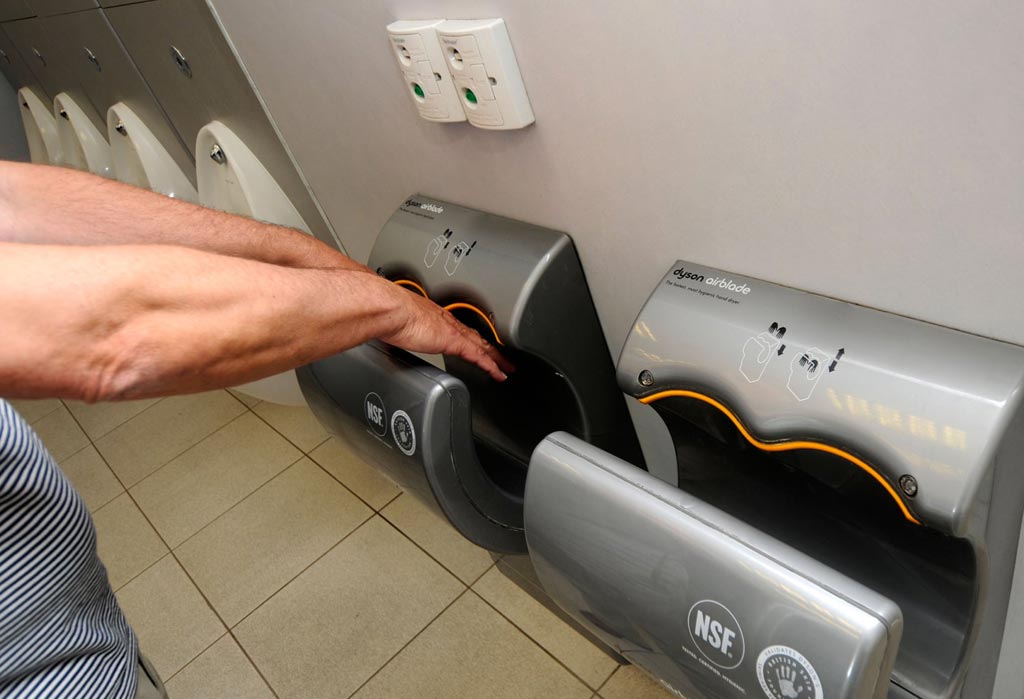 Image: A new study claims Airblades are cheaper to run but less hygienic than paper towels (Photo courtesy of Alamy).