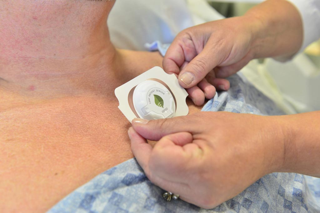 Image: The adhesive sensor indicates if a patient needs to be turned (Photo courtesy of Leaf Healthcare).