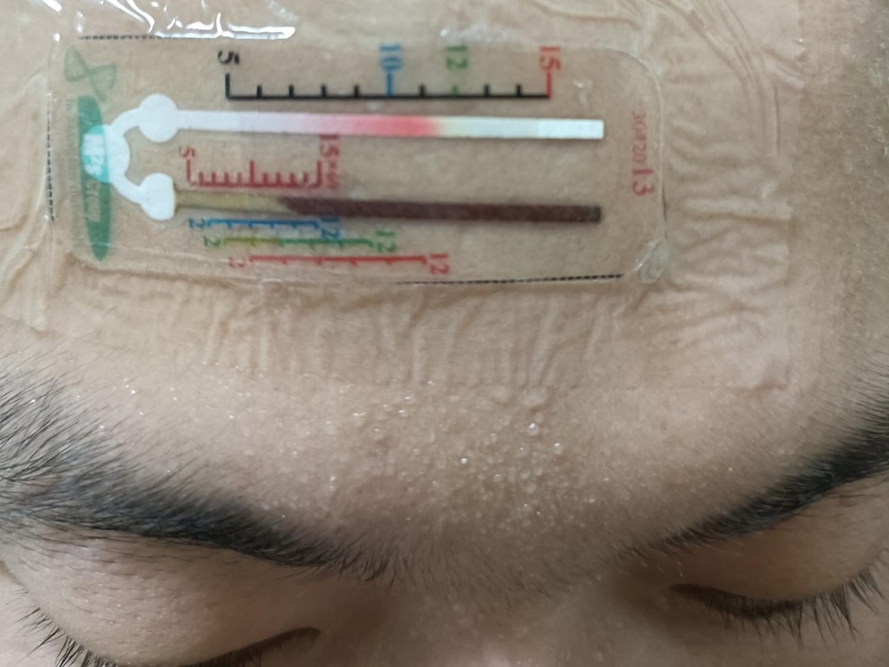 Image: The two-channel sensor measures biomarker concentration in sweat (Photo courtesy of Penn State)