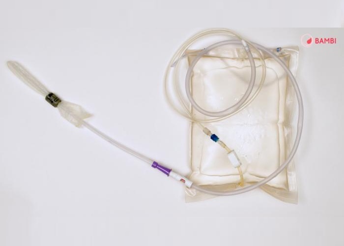 Image: The BAMBI kit including a connector, a rectal probe, a probe cover and a bag of saline solution fitted with a clamp (Photo courtesy of Politecnico di Milano)