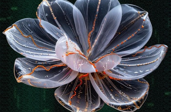 Image: Visualization of the microscopic \"DNA flowers\" (Photo courtesy of Justin Hill, Philip Rosenberg, and Ronit Freeman)