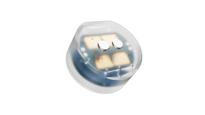 Image: The Motif implant, known as DOT, sits in the bone over the brain region well-established as a target for depression treatment. The DOT, approximately the size of a blueberry, is wirelessly powered and designed to be implanted in a 20-minute outpatient procedure (Photo courtesy of Motif Neurotech)
