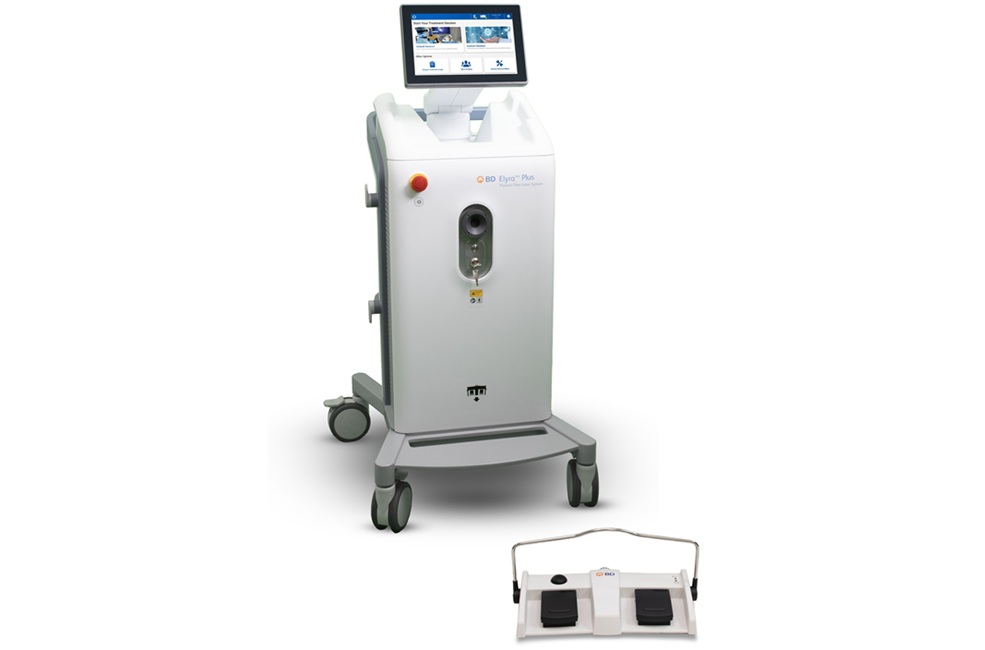Image: The Elyra TFL System uses thulium fiber laser technology for efficient stone dusting and reduced stone migration, with an air-cooled design for quieter, more compact operation (photo courtesy of BD