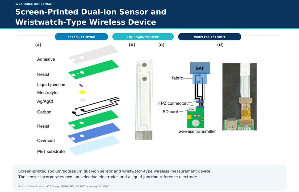 Image: The proposed sensor incorporates two ion-selective electrodes and a liquid-junction reference electrode, which allows the device to operate without the need for long pre-adjustment periods. (Photo courtesy of Associate Professor Isao Shitanda from Tokyo University of Science, Japan)