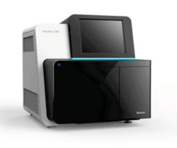 图片：NextSeq 500系统一次运行中能测序人类全基因组，兼具高通量测序的强大功能与台式测序仪的简约（图片蒙Illumina公司惠赐）。