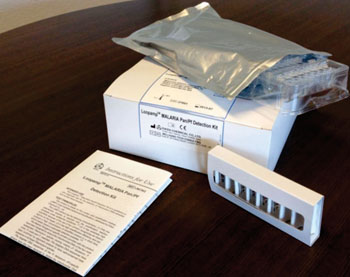 Image: Loop mediated isothermal amplification (LAMP) detection kit for malaria (Photo courtesy of Eiken Chemical Co. Ltd.).