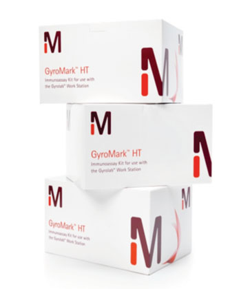 图片:重要生物标记物的高精度GyroMark HT免疫测定,在Gyros自动化高通量平台上使用(图片蒙EMD Millipore / Gyros公司惠赐)。 图片:重要生物标记物的高精度GyroMark HT免疫测定,在Gyros自动化高通量平台上使用(图片蒙EMD Millipore / Gyros公司惠赐)。