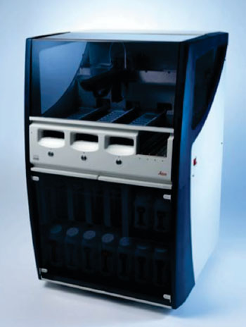 Автоматизированный краситель Bond-III (фото любезно предоставлено Leica Microsystems). Автоматизированный краситель Bond-III (фото любезно предоставлено Leica Microsystems).