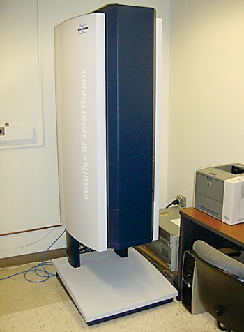 Image: The BrukerAutoflex MALDI-TOF mass spectrometer (Photo courtesy of Bruker-Daltonics).
