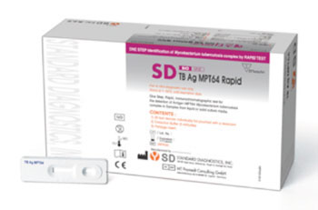 Иммунохроматографический экспресс-тест на микобактерии туберкулеза SD TB Ag MPT64 (фото любезно предоставлено корпорацией SD Bioline). Иммунохроматографический экспресс-тест на микобактерии туберкулеза SD TB Ag MPT64 (фото любезно предоставлено корпорацией SD Bioline).