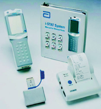 Image: The i-STAT portable handheld analyzer system (Photo courtesy of Abbott).