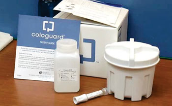 Image: The Cologuard multi-target stool DNA test kit (MT-sDNA) for colorectal cancer screening (Photo courtesy of Exact Sciences Corporation).