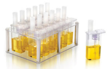 Image: ambr 15 single-use fermentation vessels mimic the characteristics of a classical lab scale bioreactor (Photo courtesy of Sartorius Stedim Biotech).