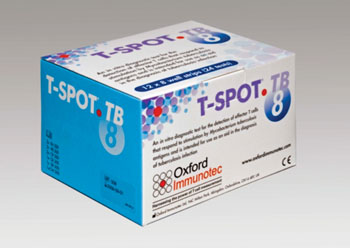 图片:T-SPOT.TB γ干扰素释放检测试剂盒,一种活动期和潜伏性结核感染血液检测试剂盒(照片由Oxford Immunotec提供)。 图片:T-SPOT.TB γ干扰素释放检测试剂盒,一种活动期和潜伏性结核感染血液检测试剂盒(照片由Oxford Immunotec提供)。