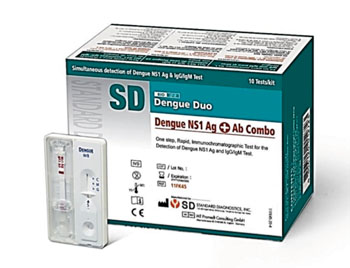 Image: The SD Bioline Dengue Duo Rapid Diagnostic Test (RDT) (Photo courtesy of Standard Diagnostics).