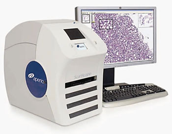 Image: The Aperio Scanscope CS whole slide scanner system (Photo courtesy of Leica).