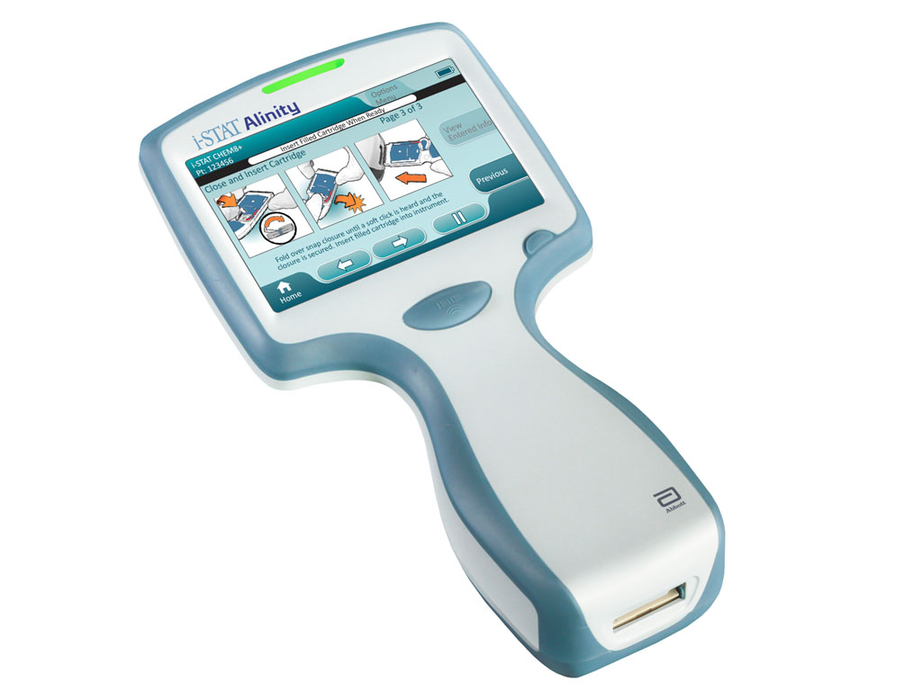 Image: The easy-to-use i-STAT Alinity handheld operates with the advanced technology of single-use i-STAT test cartridges (Photo courtesy of Abbott).