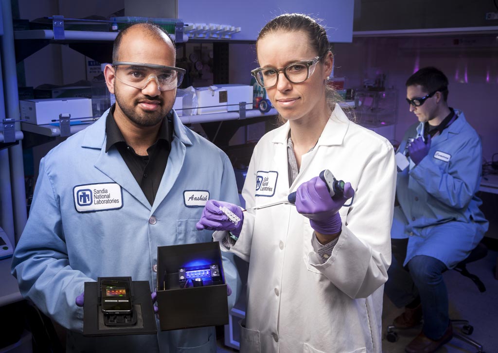 Image: A prototype of the mobile diagnostic device developed by Sandia scientists and engineers for rapid detection of Zika and related viruses (Photo courtesy of Sandia National Laboratories / Randy Wong).