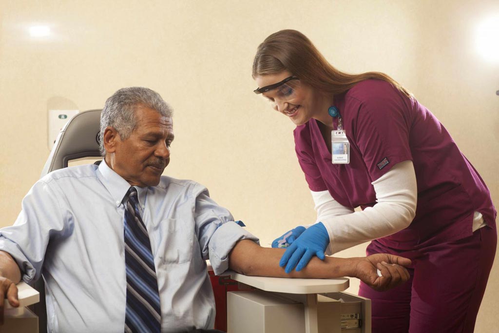Image: A health professional takes blood from a patient for the carcinoembryonic antigen (CEA) test (Photo courtesy of Mayo Clinic).