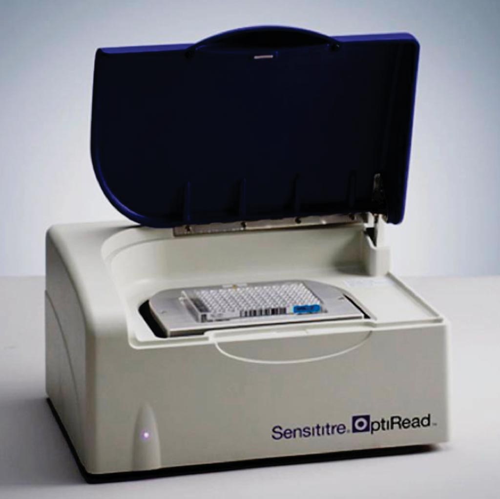 Image: The Sensititre OptiRead automated fluorometric plate reading system for use with Sensititre microtiter plates in antibiotic susceptibility tests (Photo courtesy of Thermo Fisher Scientific).