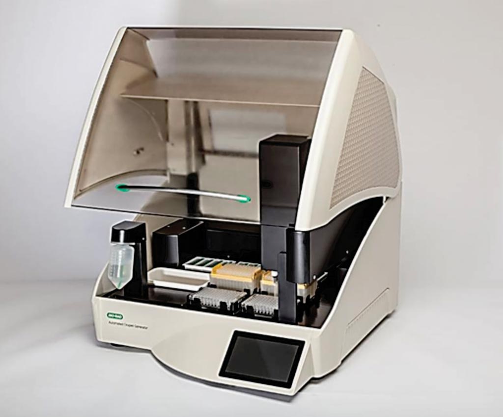Image: The QX200 AutoDG automated droplet generator, part of the Bio-Rad QX200 PCR System (Photo courtesy of Compass Design).