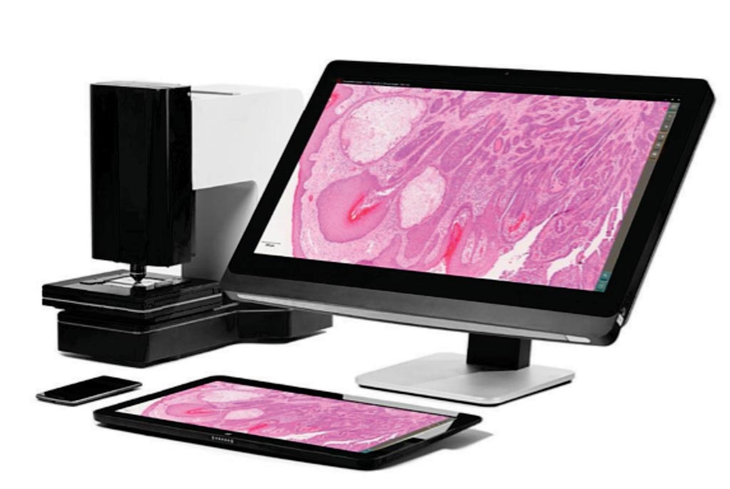 Image: The M8 serves as a dual microscope and scanner with all features accessible via a touch screen computer, making it a truly digital microscope (Photo courtesy of PreciPoint).